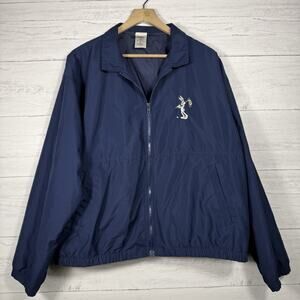 Vintage Warner Bros WB Mens size Medium Bugs Bunny Golf Bomber Jacket 2001 Navy
